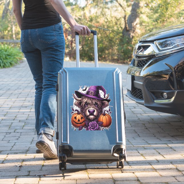 Witch Highland Halloween Cow (Suitcase Insitu)
