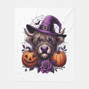 Witch Highland Halloween Cow Fleece Blanket
