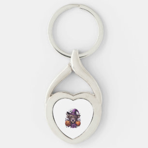 Witch Highland Halloween Cow Key Ring