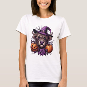 Witch Highland Halloween Cow T-Shirt