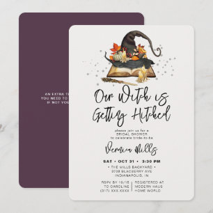 Witch Hitched Purple Halloween Bridal Shower Invitation