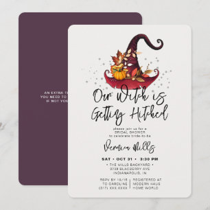 Witch Hitched Purple Halloween Bridal Shower Invitation