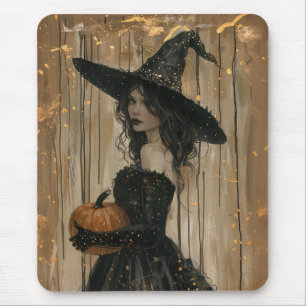 Witch Holding a Pumpkin Mouse Mat