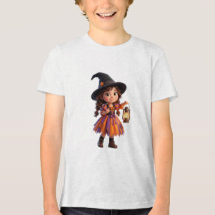 Witch Holding Lantern Halloween Night Fantasy Art Tri-Blend Shirt