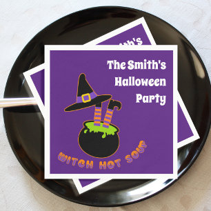 Witch Hot Soup Funny Halloween Custom Name Napkin