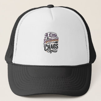 Witch Humour Shirt With Spellbound Chaos Typograph Trucker Hat