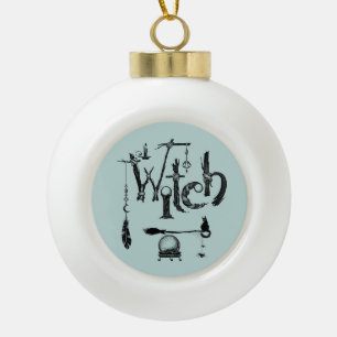 Witch Illustrative old world nature Ceramic Ball Christmas Ornament
