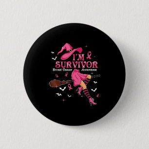 Witch I'm A Survivor Halloween Breast Cancer Aware 6 Cm Round Badge