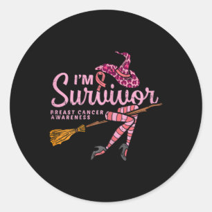Witch Im A Survivor Halloween Breast Cancer Awaren Classic Round Sticker