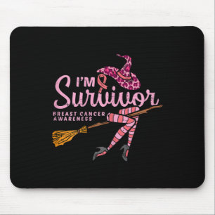 Witch Im A Survivor Halloween Breast Cancer Awaren Mouse Mat