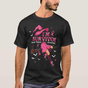 Witch Im A Survivor Halloween Breast Cancer Awaren T-Shirt