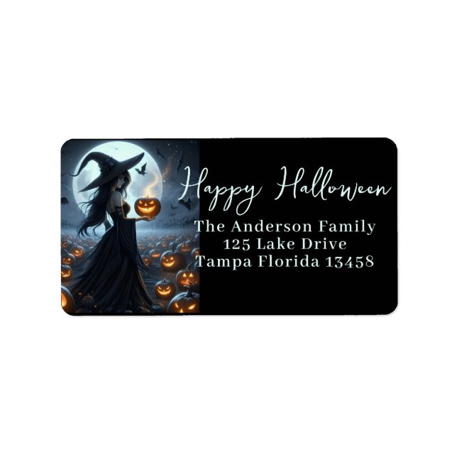 Witch in a Pumpkin Patch Label (Front)