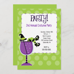 Witch in Cocktail Adult Costume Party Invitation