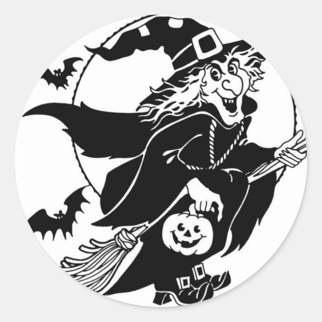 Witch in Flight - Halloween Sticker (Front)