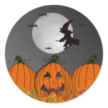 Witch in Flight Halloween Stickers