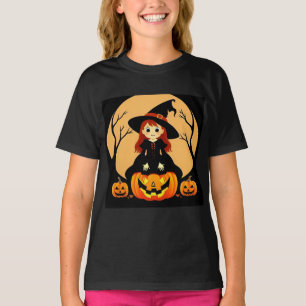Witch in Halloween Setting with Pumpkins T-Shirt