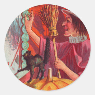 Witch in the Window Classic Round Sticker