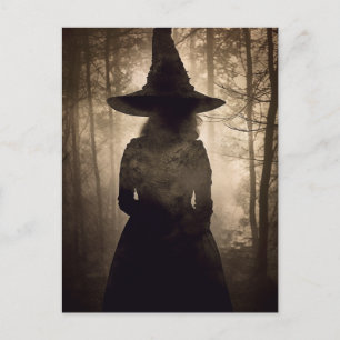 Witch in the Woods Vintage Sepia Postcard