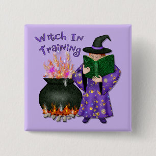 Witch in Training 15 Cm Square Badge