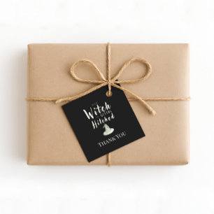 Witch Is Getting Hitched Black Halloween Thank You Favour Tags
