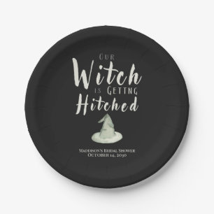 Witch Is Getting Hitched Halloween Bridal Shower Paper Plate
