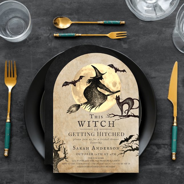 Witch is getting Hitched Vintage Bridal Shower Invitation (Creator Uploaded)
