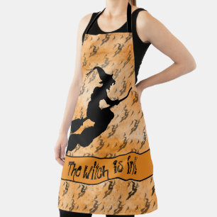 Witch is in: Halloween Witch Silhouette Orange Apron