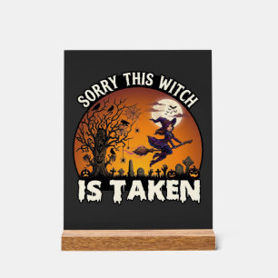 Witch Is Taken Broom Tree Graveyard Halloween_1 Acrylic Sign