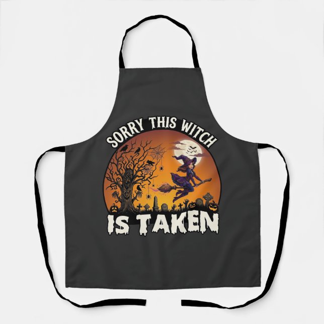Witch Is Taken Broom Tree Graveyard Halloween_1 Apron (Front)