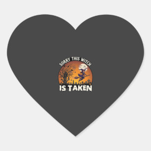 Witch Is Taken Broom Tree Graveyard Halloween_1 Heart Sticker
