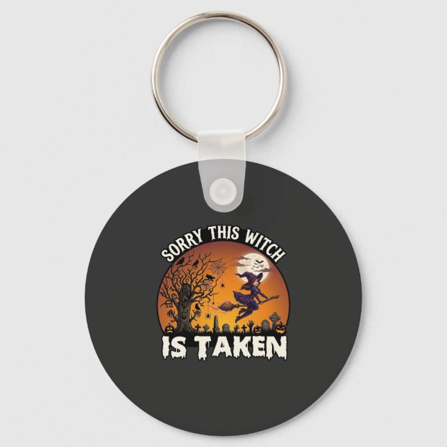 Witch Is Taken Broom Tree Graveyard Halloween_1 Key Ring (Front)