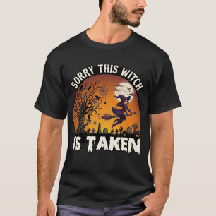 Witch Is Taken Broom Tree Graveyard Halloween_1 T-Shirt