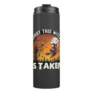 Witch Is Taken Broom Tree Graveyard Halloween_1 Thermal Tumbler
