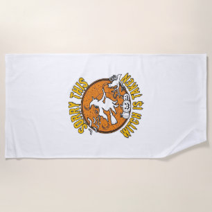Witch Is Taken Halloween Pumpkins Cat_1 Beach Towel