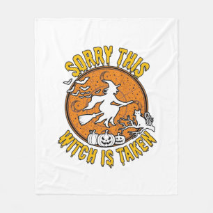 Witch Is Taken Halloween Pumpkins Cat_1 Fleece Blanket