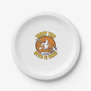 Witch Is Taken Halloween Pumpkins Cat_1 Paper Plate