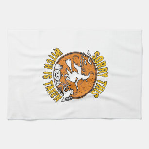 Witch Is Taken Halloween Pumpkins Cat_1 Tea Towel