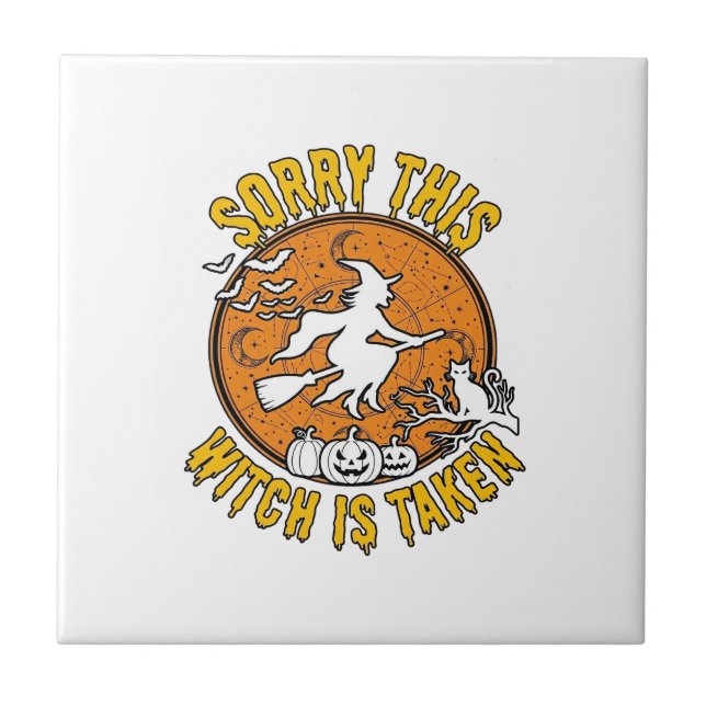 Witch Is Taken Halloween Pumpkins Cat_1 Tile (Front)