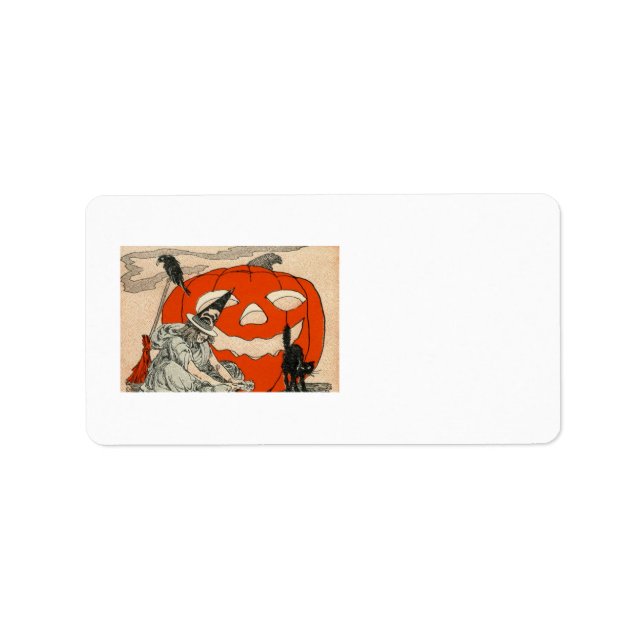 Witch Jack O Lantern Black Cat Label (Front)