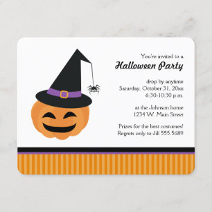 Witch Jack o Lantern Halloween Party Invitations