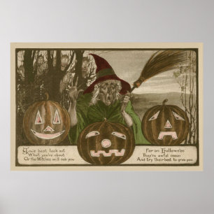 Witch Jack O' Lantern Pumpkin Goblin Poster