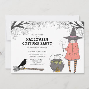 Witch Kid's Halloween Costume Party Invitation