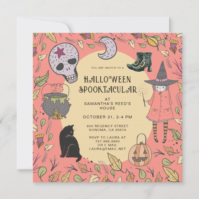 Witch Kid's Halloween Party Invitation (Front)