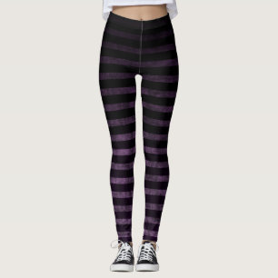 Witch Leggings in Purple and Black Stripes