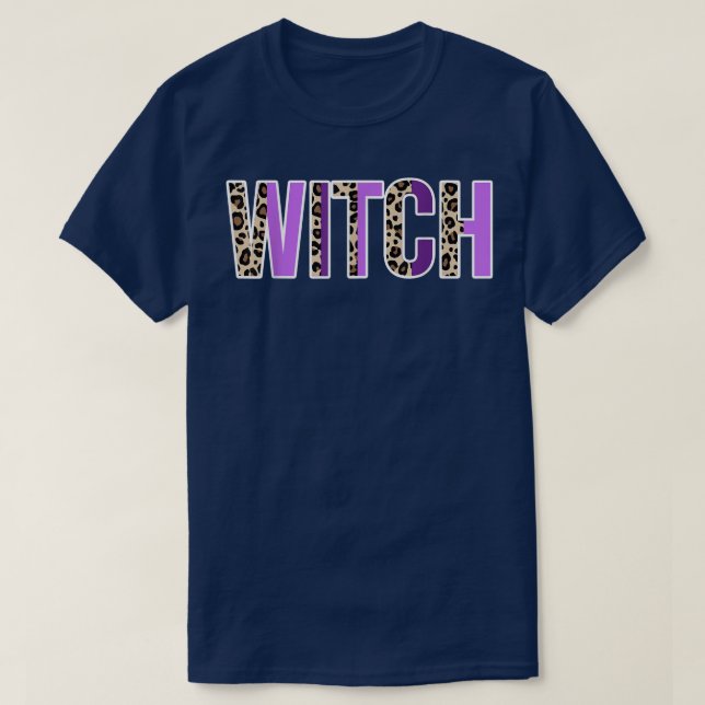 Witch Leopard Design Witches Halloween Costume Des T-Shirt (Design Front)