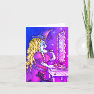 WITCH LIPSTICK, PERFUME & NAIL POLISH, FUNNY Blank Holiday Card