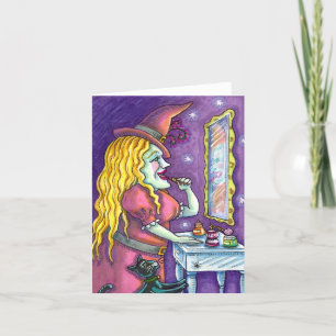 WITCH LIPSTICK, PERFUME & NAIL POLISH, FUNNY Blank Holiday Card