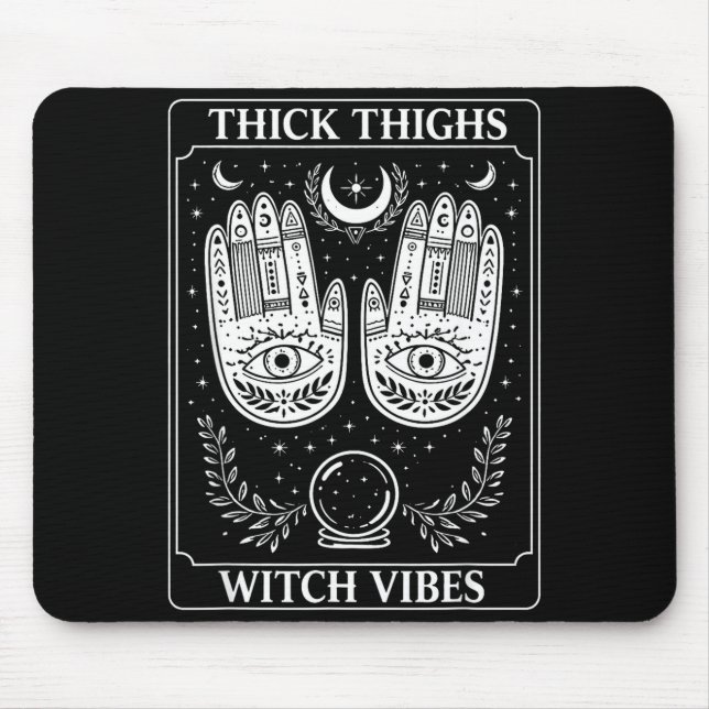 Witch lover witchy halloween spooky thick thighs mouse mat (Front)