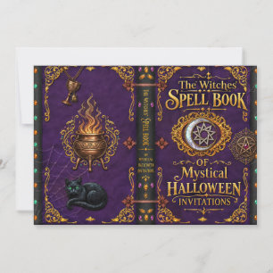 Witch Magic Spell Book Eyeball Spider Halloween Invitation