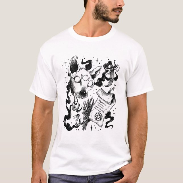 Witch Magical Brew Black and White T-Shirt (Front)